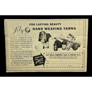 Lily Mills Hand Weaving Yarns Vintage Print Ad 1930s Practical Weaving